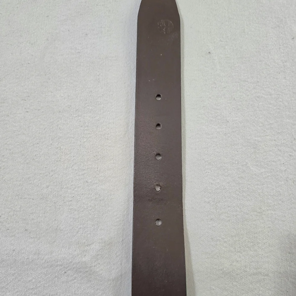 Timberland Dark Brown Genuine Leather Belt Roller Buckle Wide Keeper Size 36 - Picture 11 of 16